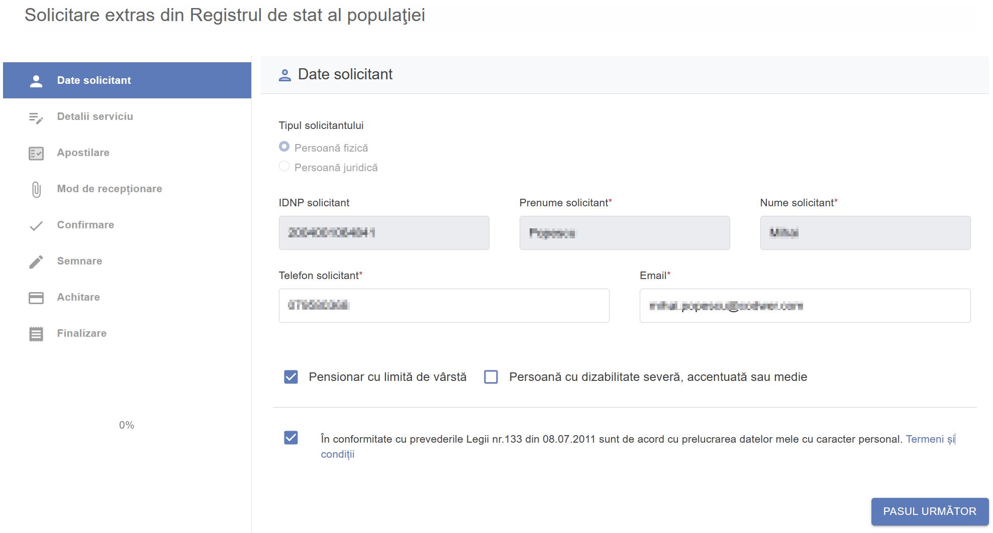 Detalii solicitant